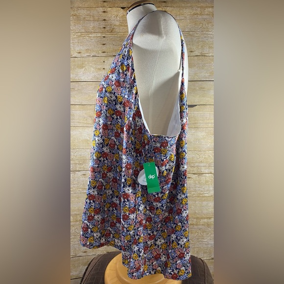 Dip Spaghetti Strap Floral Blouse Top Size 3X Plus NWT Blue Multi - Picture 2 of 7